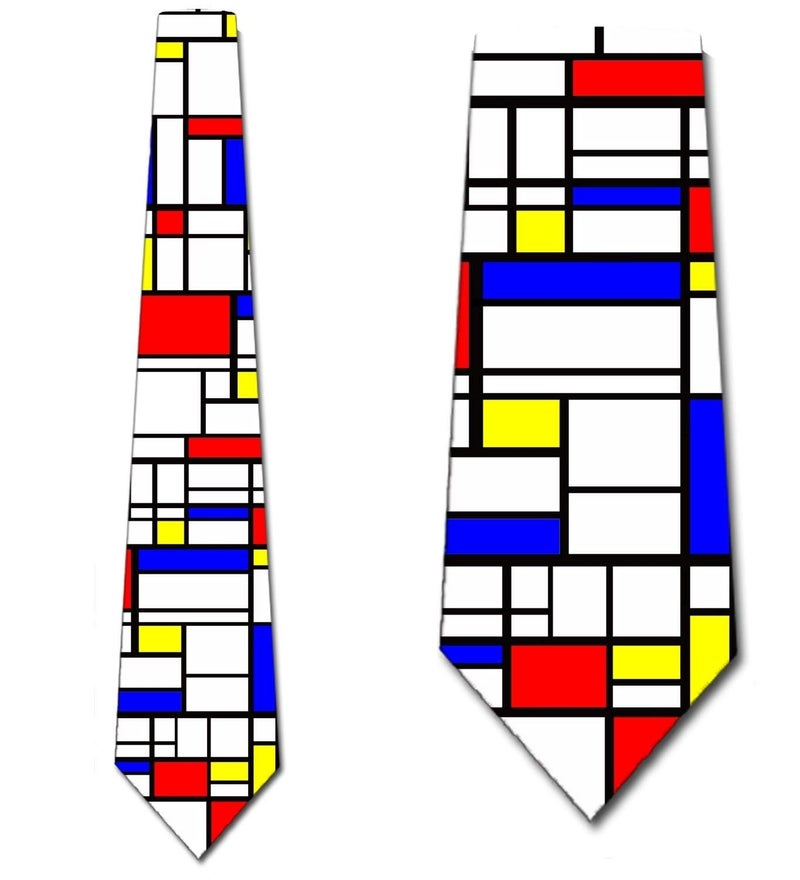 Three Rooker Art Ties Mens Abstract Piet Mondrian Necktie - Image 2